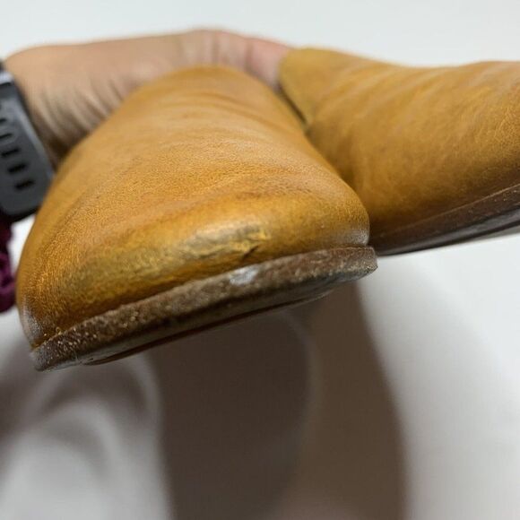 Frye Terry Gore Yellow Leather Slip On Flats Mules - Picture 5 of 12